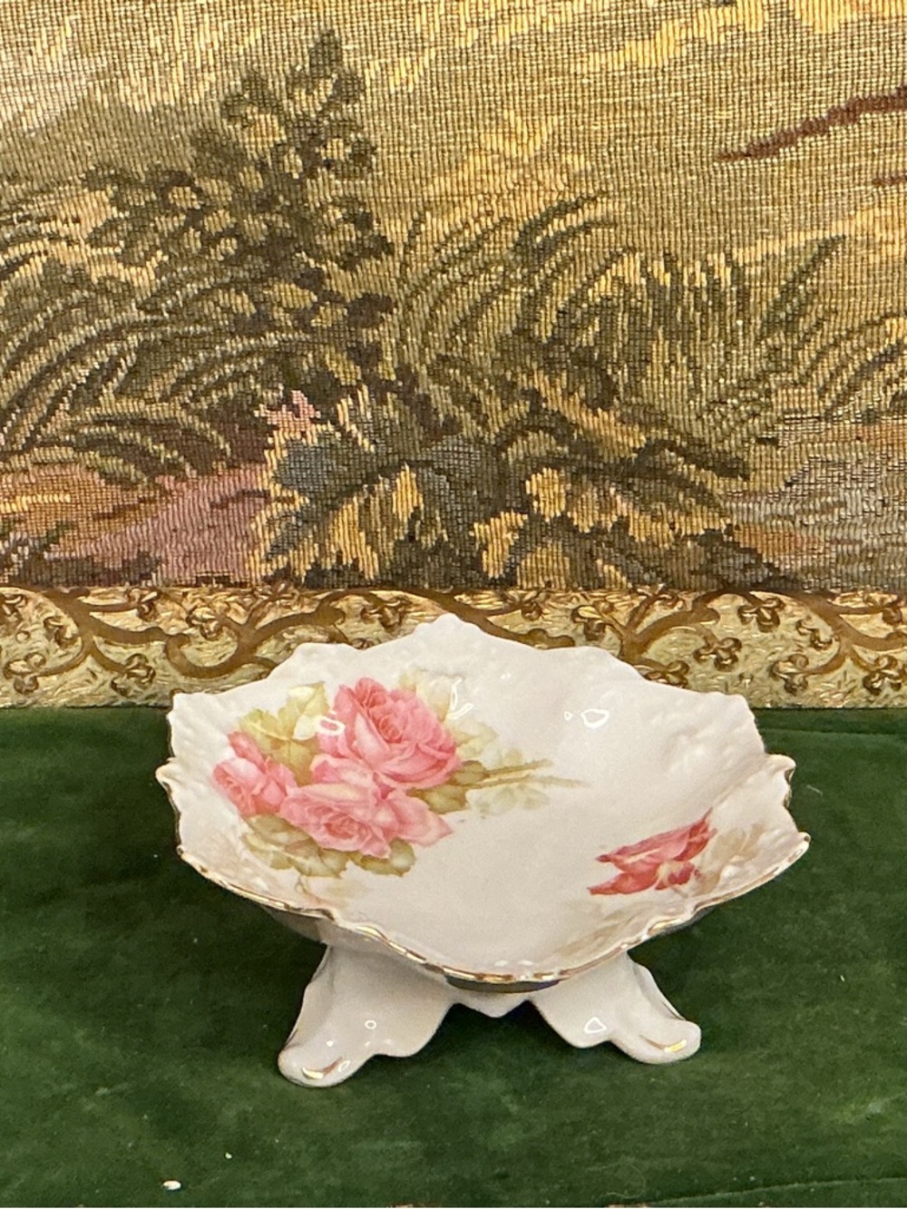 Porcelain Pink Rose Compote Dish Austrain